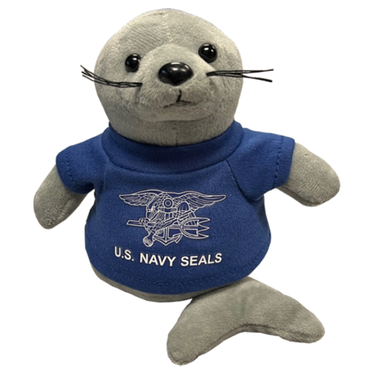 Mini Me Gray Plush Seal with Navy SEAL T shirt