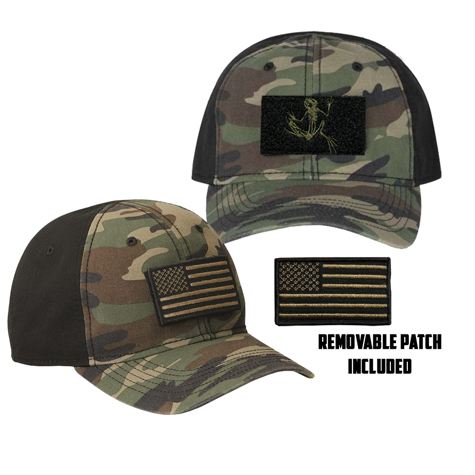 Green/Camo American Flag Velcro Patch Cap