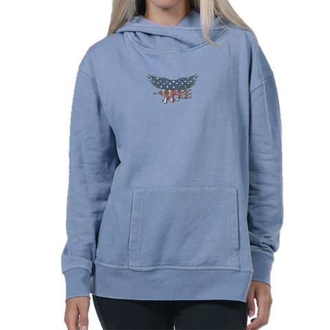 Ladies Trident Blue Vintage Fleece Crossover Hoodie