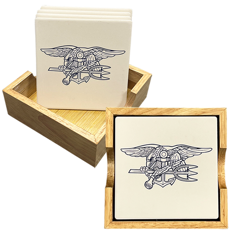 Trident Square Stone Coaster Set