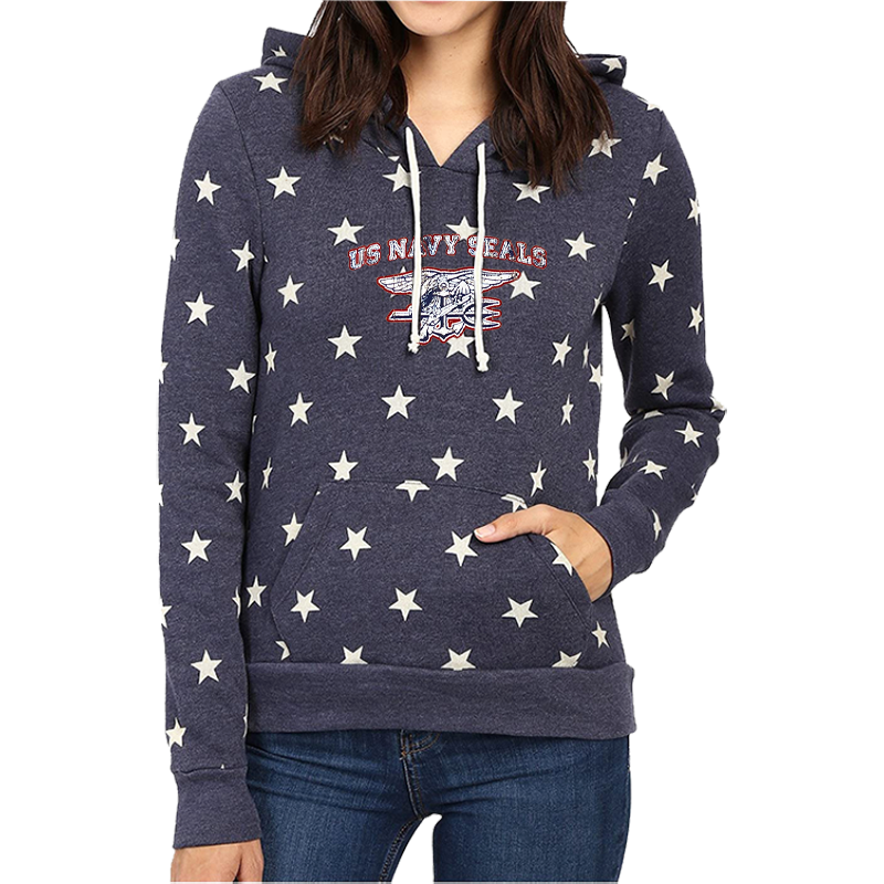 Ladies US NAVY SEALS with Trident Hoodie Star Pullover UDT SEAL