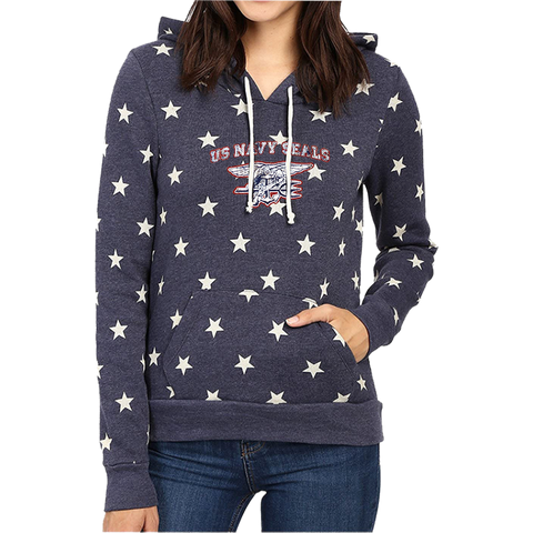 Ladies US NAVY SEALS with Trident Hoodie Star Pullover