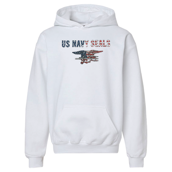 Youth US NAVY SEALS Trident Flag Hooded Sweatshirt