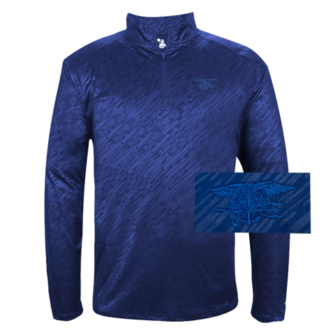 Trident Line Embossed Quarter Zip Long Sleeve Pullover