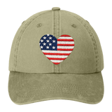Heart Flag Garment Washed Trident Cap