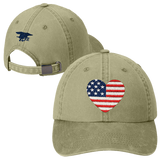 Heart Flag Garment Washed Trident Cap
