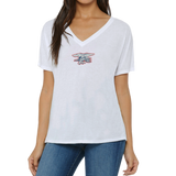 Ladies Trident White Slouchy V-Neck Tee