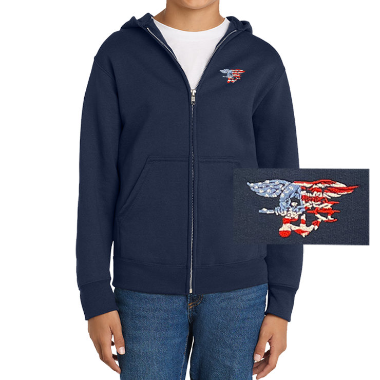 Youth Trident Flag Full Zip Hooded Sweatshirt – UDT-SEAL Store