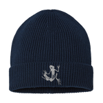 Bone Frog Fine Rib Knit Navy Beanie