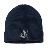 Bone Frog Fine Rib Knit Navy Beanie