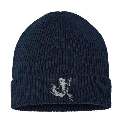 Bone Frog Fine Rib Knit Navy Beanie