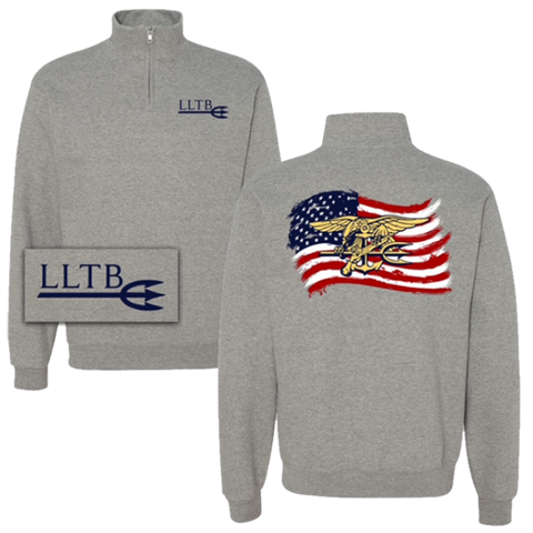 Trident Flag Quarter Zip Cadet Collar Sweatshirt