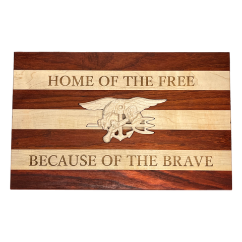 Home of the Free Trident Wooden Carving