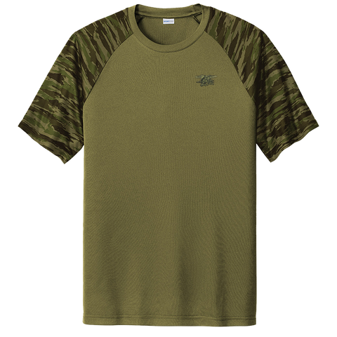 Men's Olive Trident Drift Camo Colorblock Tee