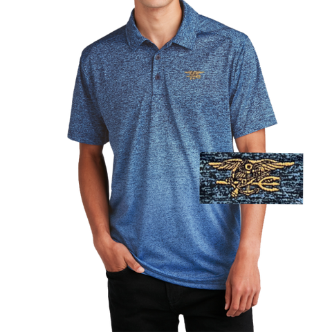 Trident Carolina Blue/Navy Ombre Heather Performance Polo