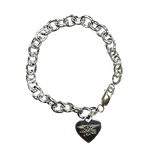 Sterling Silver Heart Trident Charm Bracelet