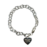 Sterling Silver Heart Trident Charm Bracelet