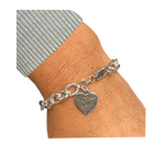 Sterling Silver Heart Trident Charm Bracelet