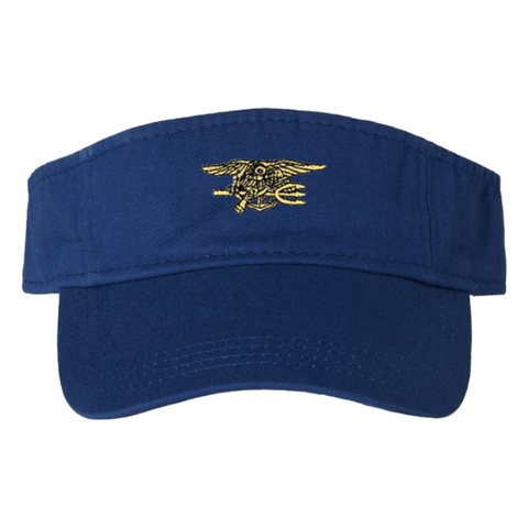 Gold Trident Bio-Washed Royal Blue Visor