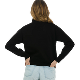 Ladies Black Trident American Flag Quarter-Zip Mockneck Fleece