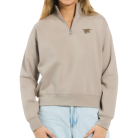 Ladies Café 3D Trident Quarter-Zip Mockneck Fleece