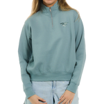 Ladies Eucalyptus Trident American Flag Quarter-Zip Mockneck Fleece