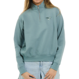 Ladies Eucalyptus Trident American Flag Quarter-Zip Mockneck Fleece