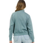 Ladies Eucalyptus Trident American Flag Quarter-Zip Mockneck Fleece