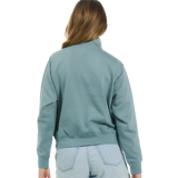 Ladies Eucalyptus Trident American Flag Quarter-Zip Mockneck Fleece