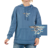 Ladies Trident American Flag Denim Scuba Hoodie