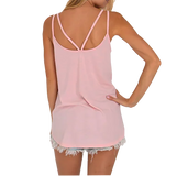 Ladies Peachy Pink US NAVY SEALS with Trident Flag Strappy Tank