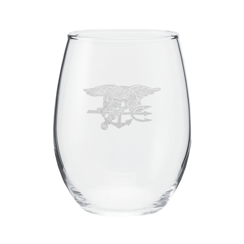 Frosted Trident Stemless Wine Glass