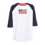 YOUTH American Flag with Trident Baseball Jersey Tee