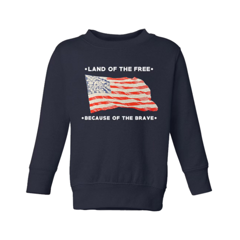 Toddler Trident Flag Land of the Free Crewneck Sweatshirt