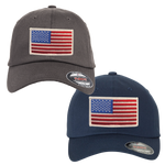 USA Flag FlexFit Hat with Subdued Trident