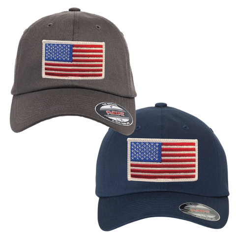 USA Flag FlexFit Hat with Subdued Trident