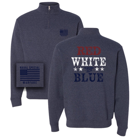 Red White Blue Trident Quarter Zip Sweatshirt
