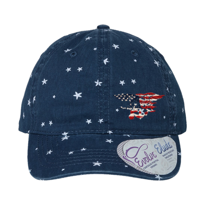 Ladies Trident Garment Washed Stars Print Cap