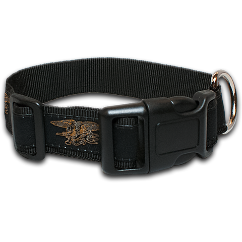 Dog Collar Black with Gold Trident - UDT-SEAL Store
