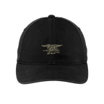 Black FlexFit Hat with Gray Trident